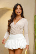 Body DF05042 manga larga para mujer elaborada en tela viscosa dyaboo color beige 5