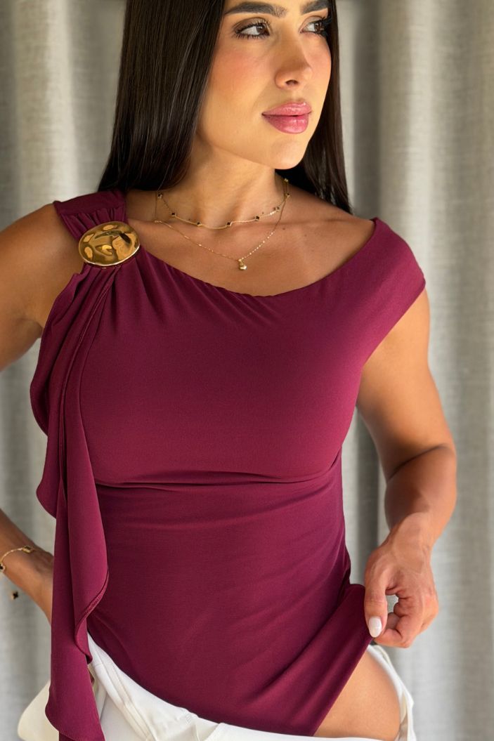 Body Sisa DF05088 tela de punto premium para mujer dyaboo vinotinto