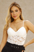 Body Tiras en encaje  DF05030  para mujer dyaboo  blanco-crudo 01