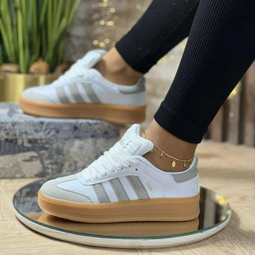 Adidas Samba plataforma blanco y gris, original Checho