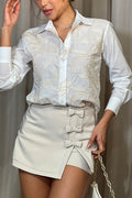 Camisa DF21280 bordada para mujer blanca de manga larga dyaboo color crudo 1