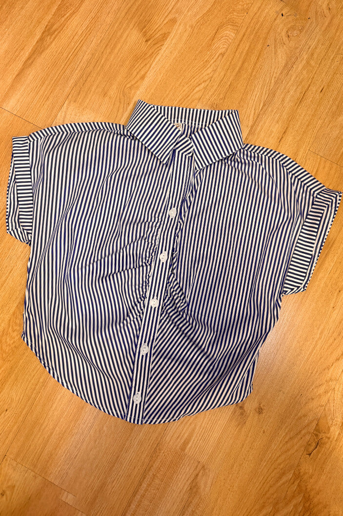 Camisa Manga Corta rayas para mujer dyaboo DF21213 azul
