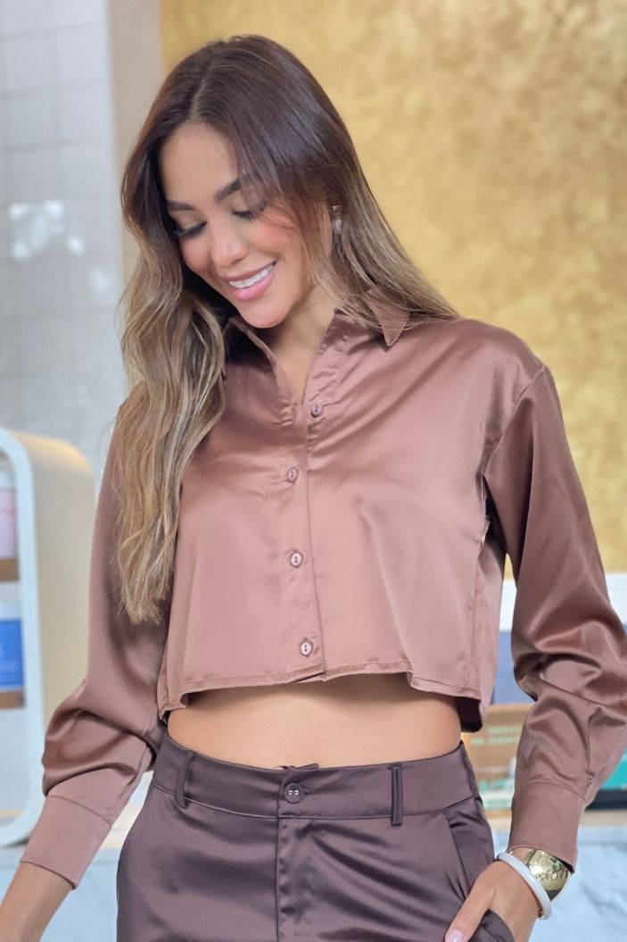 Camisa corta DF21027 | Camélia para mujer dyaboo cafe