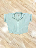 Camisa plus talla grande manga corta verde DP21032
