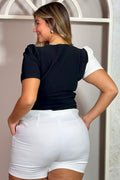 Camisa rib negro crudo blanco talla grande plus dyaboo DP02079