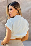 Camisera Corta DF21241 tejida para mujer dyaboo crudo
