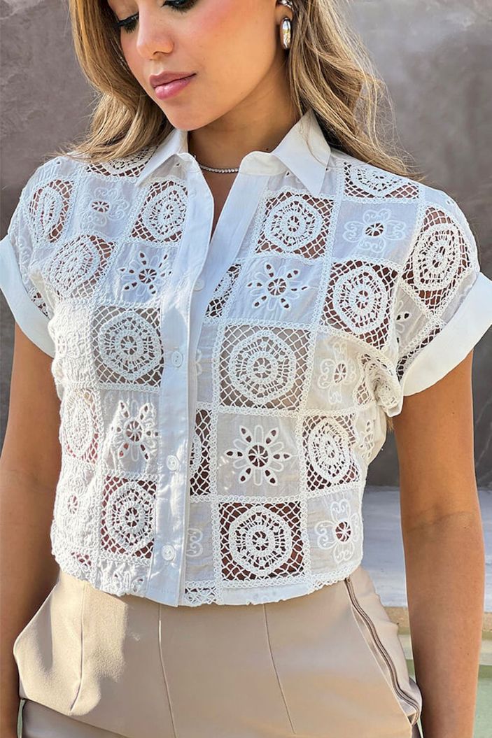 Camisera Corta DF21241 tejida para mujer dyaboo crudo