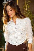 Camisera Corta DF21346 ojalillo de algodón para mujer dyaboo crudo