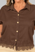 Camisera Corta Plus DP21093 para mujer dyaboo cafe