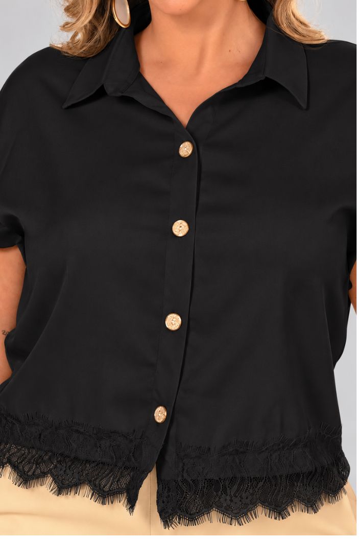 Camisera Corta Plus DP21093 para mujer dyaboo negro