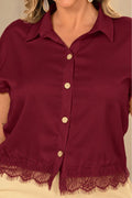 Camisera Corta Plus DP21093 para mujer dyaboo vinotinto