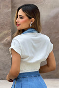 Camisera DF21231 para mujer elaborada con poliester y denim dyaboo crudo 2