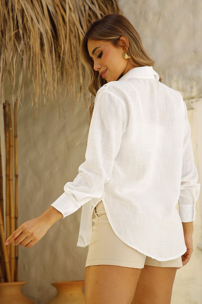 Camisera DF21267 con grabados en tejido para mujer dyaboo crudo 2