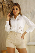 Camisera DF21267 con grabados en tejido para mujer dyaboo crudo 1