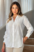 Camisera Larga DF21273  silueta amplia para mujer elaborada en algodón dyaboo crudo 3