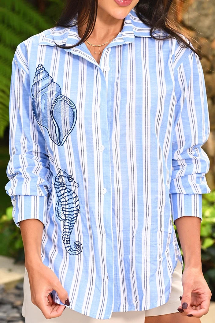 Camisera Larga DF21379 para mujer dyaboo azul