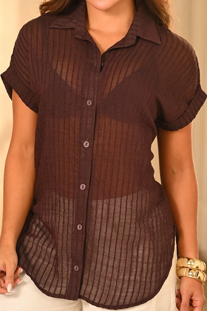 Camisera Larga DF21392 para mujer dyaboo cafe oscuro