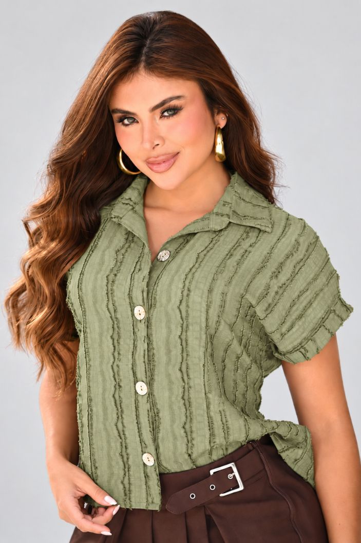 Camisera Larga DF21399 para mujer dyaboo  verde oliva