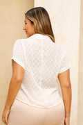 Camisera Pluss DP21039 ajustable botones encaje para mujer dyaboo blanca  01