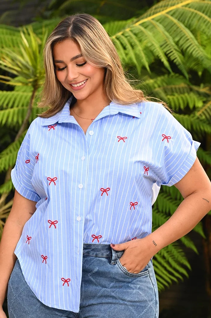 Camisera Pluss DP21087 para mujer dyaboo azul