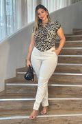 Camisera animal print DF21254 silueta ajustada para mujer dyaboo negro  3