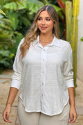 Camisera pluss DP21069 oversize en tela ligera y semi satinada dyaboo color crudo 1