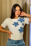 Camiseta Manga Corta DF03074 algodón y elastano para mujer dyaboo crudo