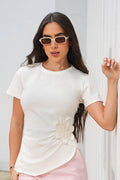 Camiseta Manga Corta DF03094 para mujer dyaboo crudo/blanco