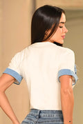 Camiseta Manga Corta DF03107 para mujer dyaboo crudo/blanco