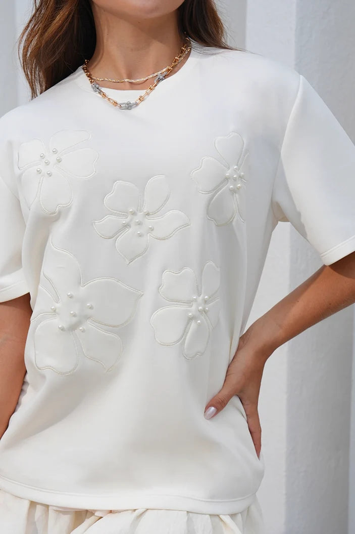 Camiseta Manga Corta DF03108 para mujer dyaboo crudo/blanco