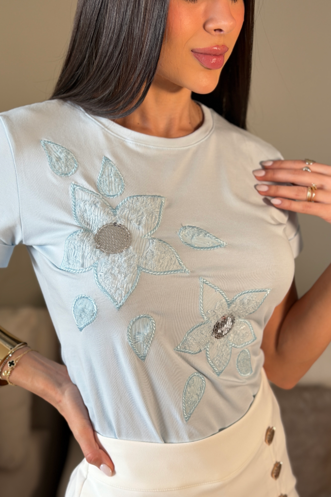 Camiseta Manga Corta DF03110 para mujer dyaboo Azul