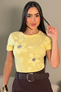 Camiseta Manga Corta DF03110 para mujer dyaboo amarillo