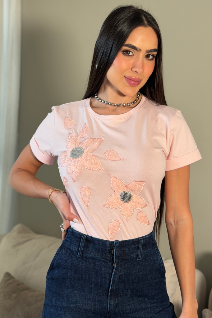 Camiseta Manga Corta DF03110 para mujer dyaboo rosado