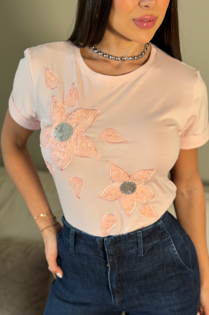 Camiseta Manga Corta DF03110 para mujer dyaboo rosado