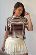 Camiseta Manga Corta DF03145 para mujer dyaboo vinotinto