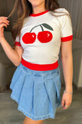 Camiseta TF02299 silueta ajustada para mujer con estampado de cereza, elaborada en tejido con algodón dyaboo color crudo 6
