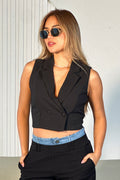 Chaleco cuello en V para mujer dyaboo negro DF04021