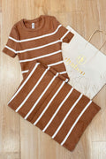 Conjunto Blusa Y Falda  tejido para mujer dyaboo 7601 café