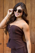 Conjunto Blusa Y Pantalón DF14175 para mujer dyaboo  cafe