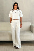 Conjunto Blusa Y Sudadera  DF14261  para mujer dyaboo crudo/blanco