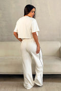 Conjunto Blusa Y Sudadera  DF14261  para mujer dyaboo crudo/blanco