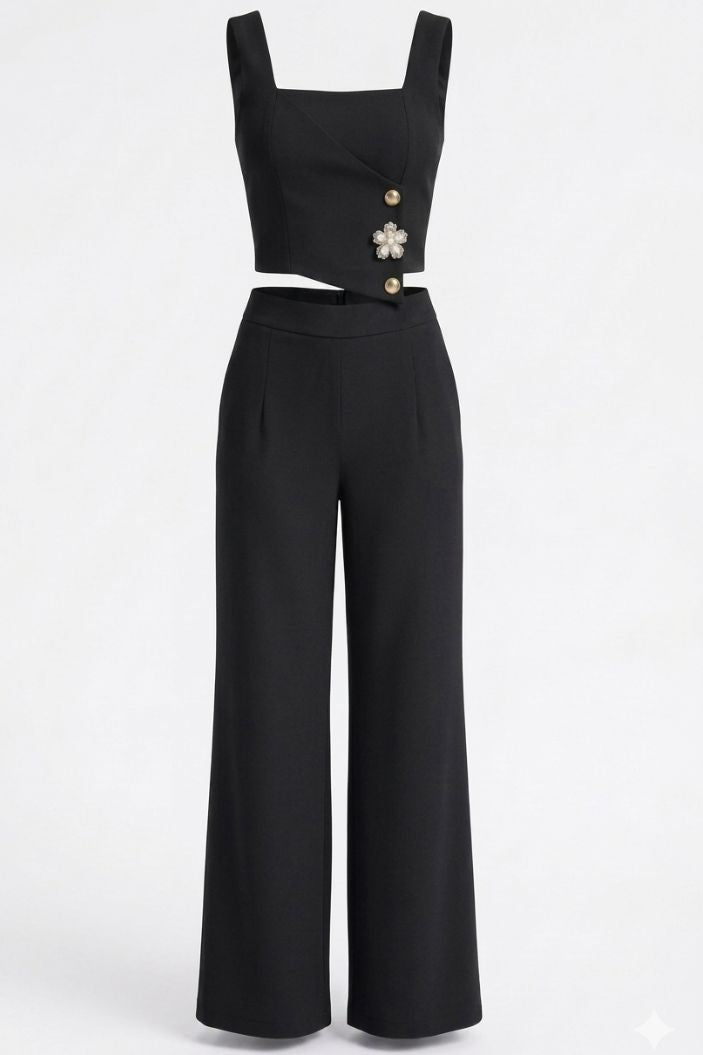 Conjunto Blusa y Pantalón DF14273 para mujer dyaboo negro