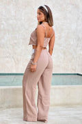 Conjunto Blusa y Pantalón para mujer DF14015 dyaboo almendra