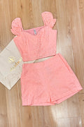 Conjunto Blusa y short ojalillo para mujer dyaboo DF14104 rosado
