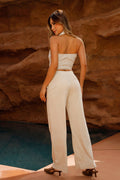 Conjunto DF14164 para mujer de dos piezas en lino dyaboo color beige 4