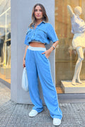 Conjunto: Pantalón y Camisera DF14110 elaborado en denim para mujer dyaboo  1