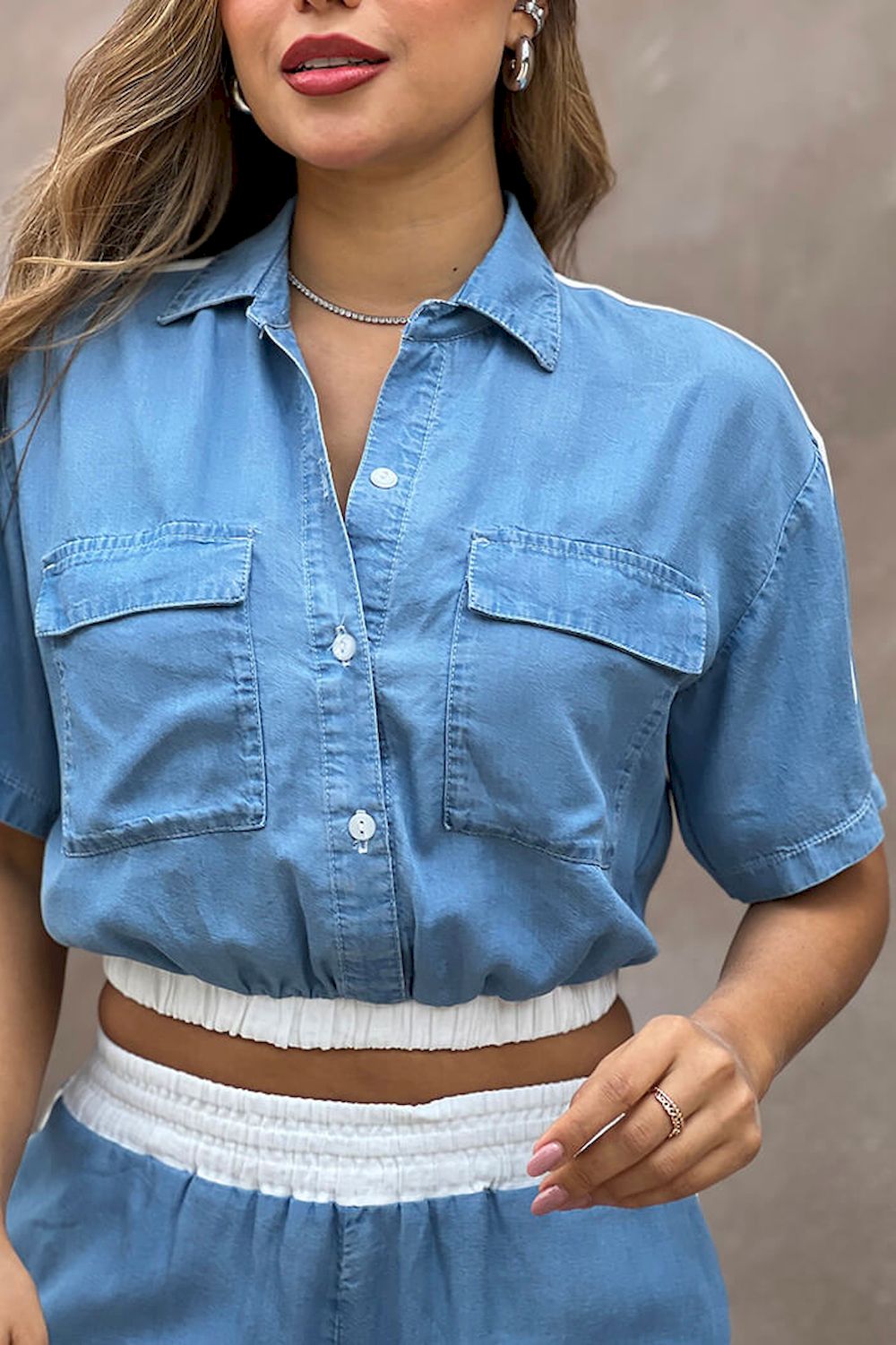 Conjunto: Pantalón y Camisera DF14110 elaborado en denim para mujer dyaboo  2