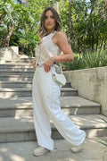 Conjunto Pantalon Y Chaleco para mujer crudo blanco beige DF14109 dyaboo