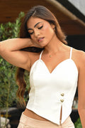 Blusa Corta Tiras DF01A99 Para mujer dyaboo crudo/blanco