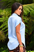 DF21354-Blusa Larga DF21354 para mujer dyaboo azul